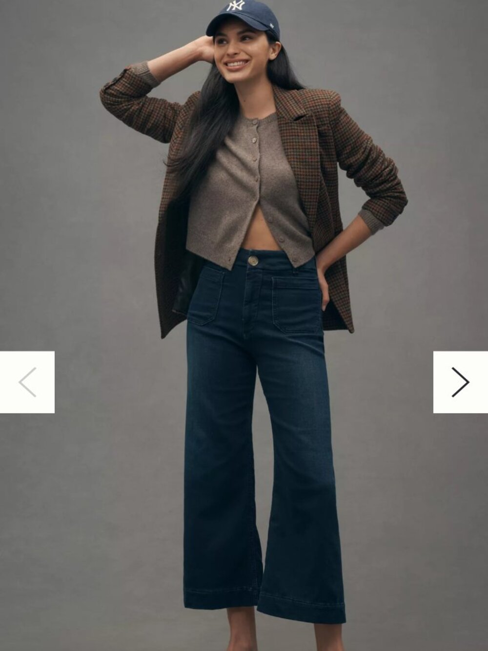 Anthropologie-Maeve-The Colette Crop-High Rise-Wide Leg-Dark Wash Denim-26p